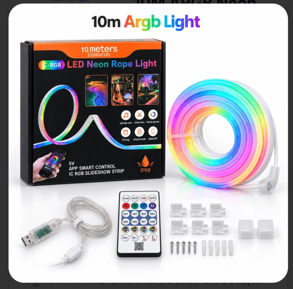 10M ARGB Neon Rope Light – App & Remote Control(original)